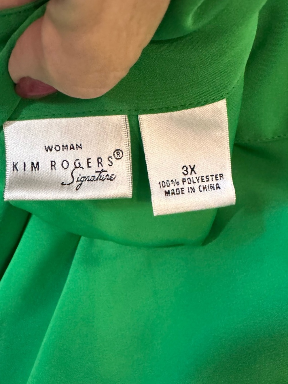KIM ROGERS SPRING GREEN Button Front Blouse PLUS: 3X #12 - Picture 7 of 7
